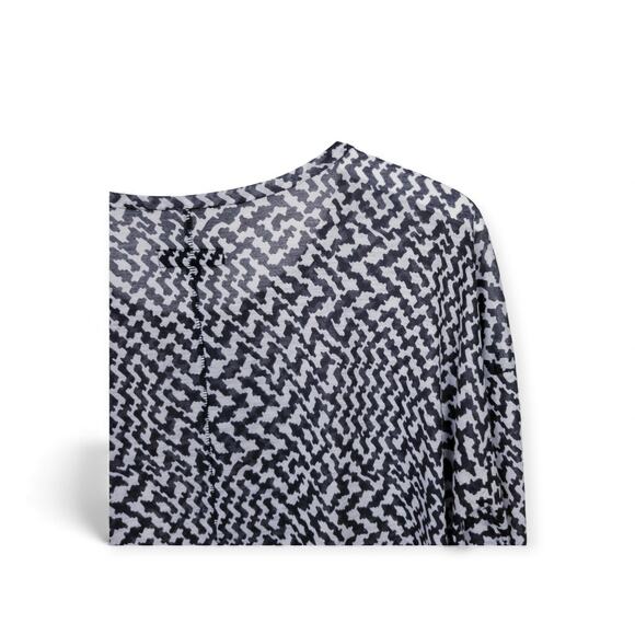 RAG & BONE Top Black & White Crop Round Neck Tee Long Sleeve - Size Small - Picture 4 of 7